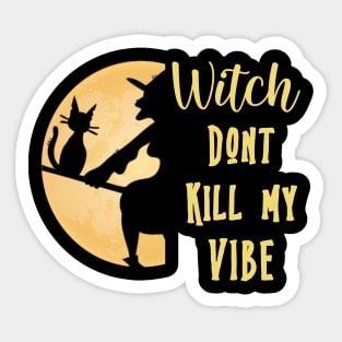 Witch Vibe Funny Cat Halloween Gag Gift Costume Sticker